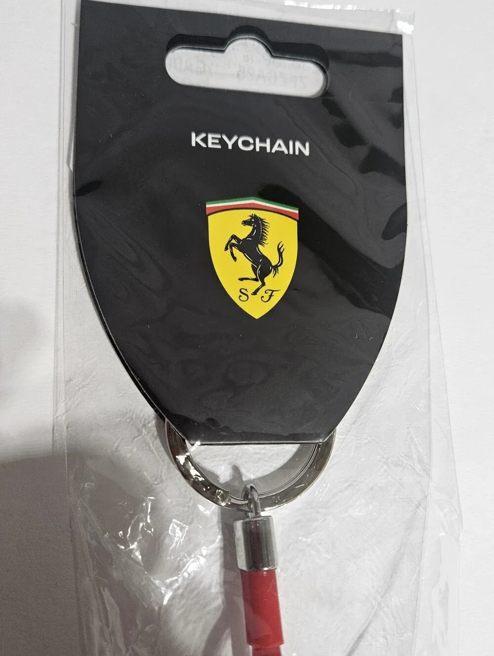 Ferrari Red and Black Round Tire Logo Keychain